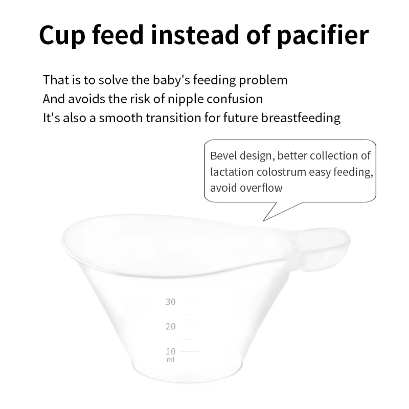 Transparent 30ml BPA Free Baby Feeding Cup Reusable and Easy-Clean Baby Accessories for Breast Milk or other Liquid Food Feeding