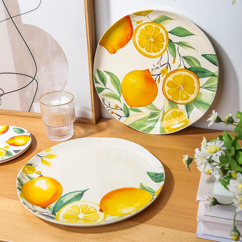 Novelty decal printed customized catering restaurant serving dishes plate sets dinnerware ceramic dinner plates