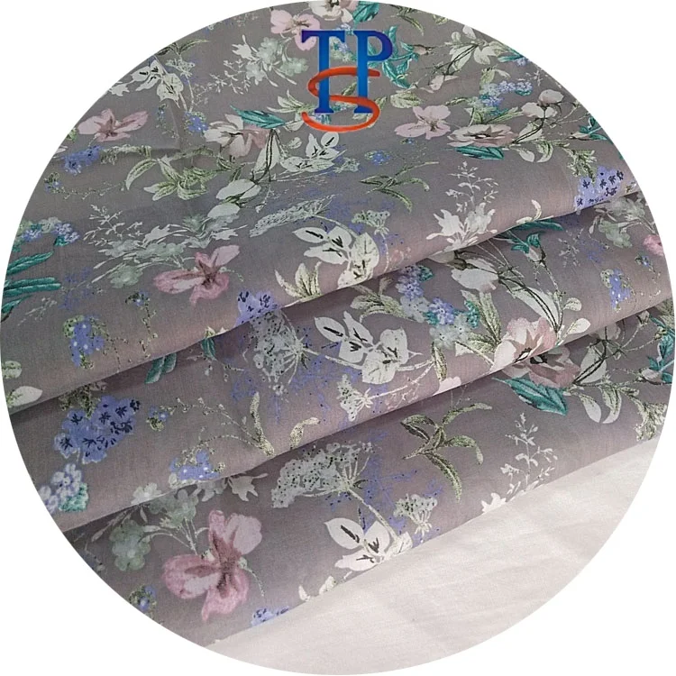 
Customizable broken flowers printed silk cotton fabric 