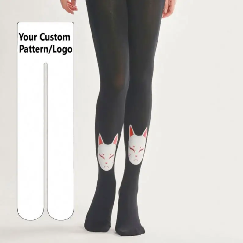 Mask pattern pantyhose plus velvet personality luminous embroidered wholesale women tights for lady stockings