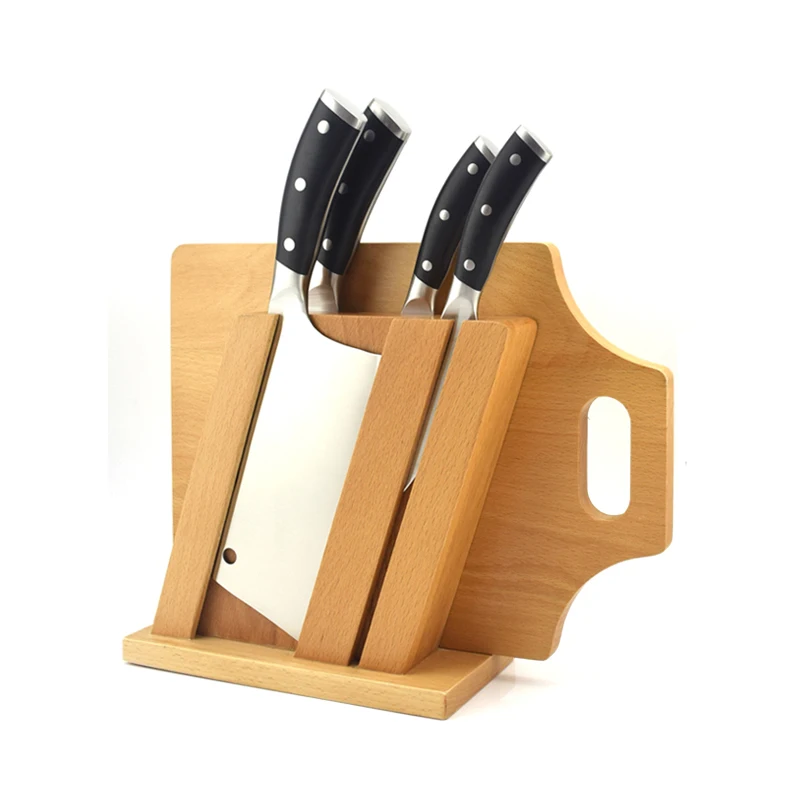 Beech wood Cutting Board with Knife Block holder stand