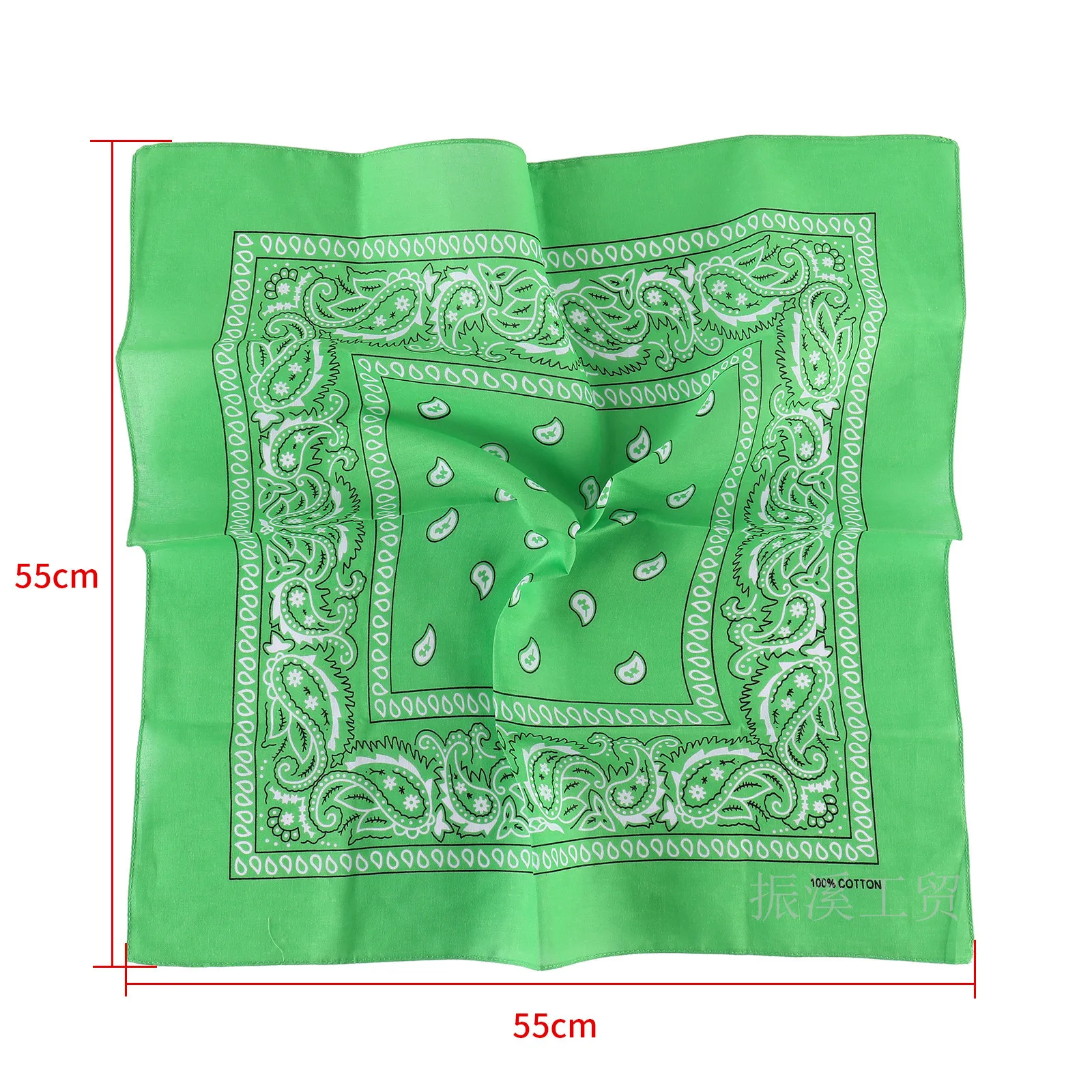 Wholesale custom Green  Bandanas Novelty Multipurpose cotton Bandana cotton Paisley Bandanas for Men Women