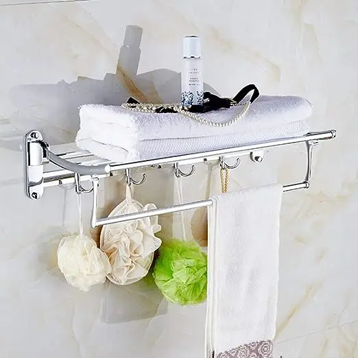 Bathroom accessory solid SS 304 stainless steel wall mounted towel rack holder towel bar