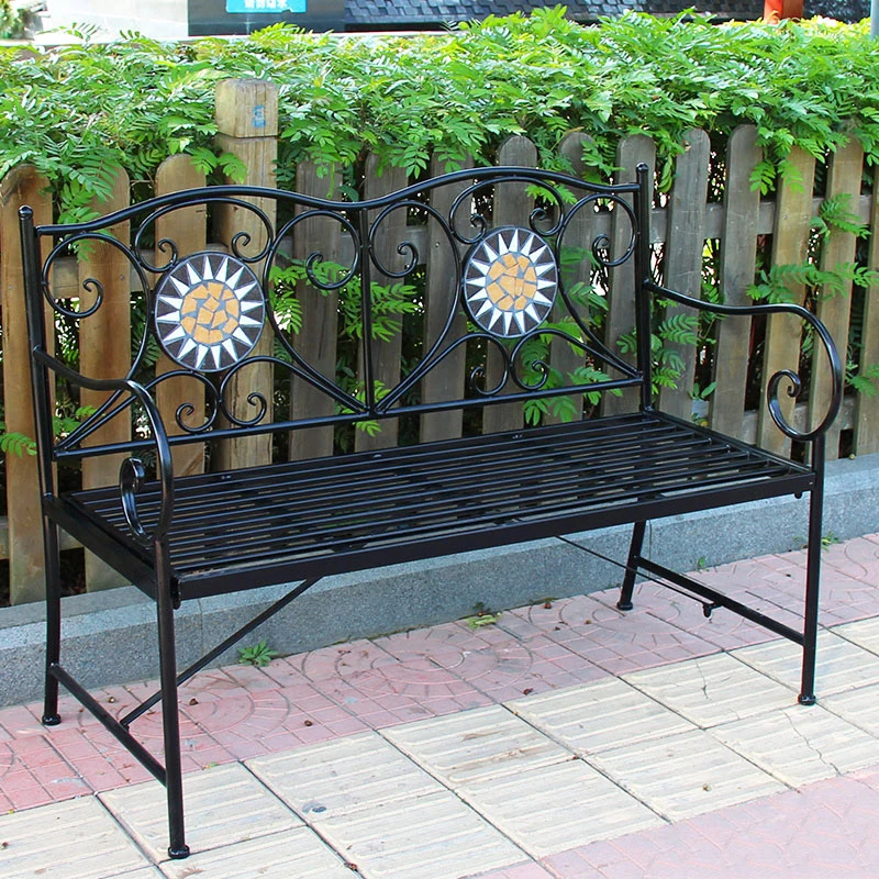 Vintage Metal Garden Outdoor Bench Three Seating Backyard  Wrought Iron Benches