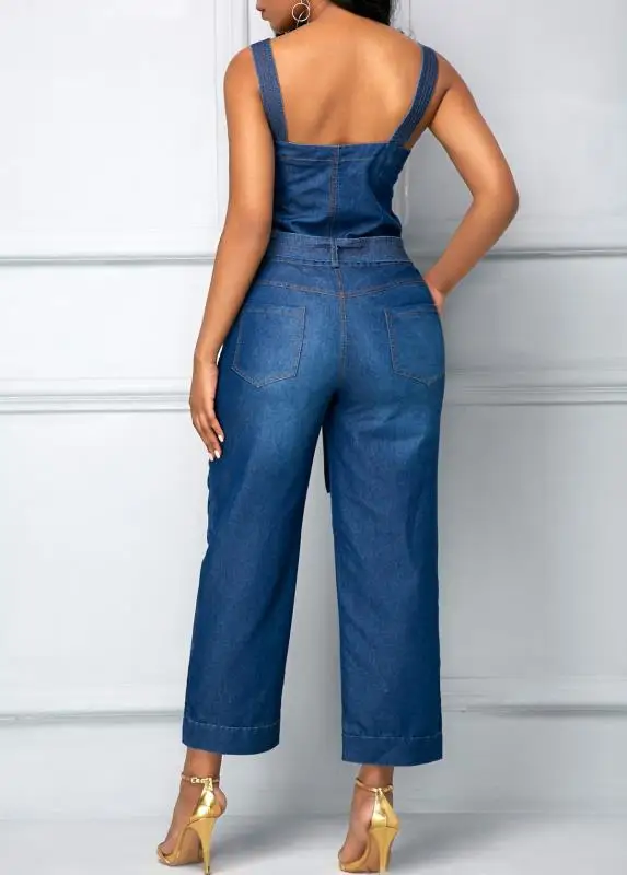 Casual Ladies Dresses Summer Denim Sleeveless Office Jeans One Piece Jumpsuit Off Shoulder Fashion Spring 2022 Women Dress