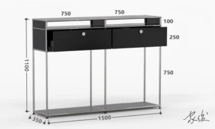 USM Modern Simple Stainless Steel Sideboard Desk with TV Cabinet Net Red Storage Porch Cabinet for Living Room or Hall