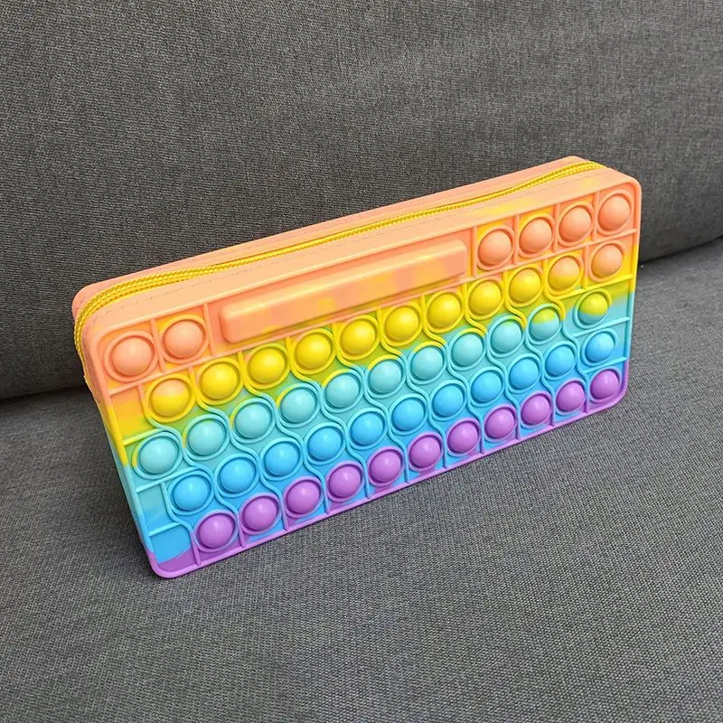 Amazon Hot Sale Stress Relief Sensory Big Silicone Pops Pencil Case New Pop Push Bubble  Pencils Pouch Squeeze Fidget Bags