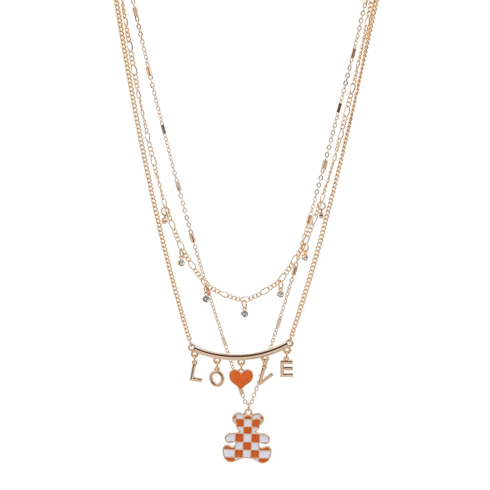 Bear with Enamel Layer Pendant Necklace Plated Love Heart Virgen De Guadalupe Cute for Women New Hot Sale 18k Gold Necklaces 25g