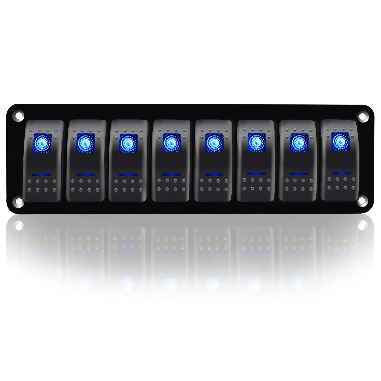 Waterproof ON Off Blue LED Backlight Boat Car Marine Toggle Auto Switches 24V 8 Gang Rocker 12V Switch Panel