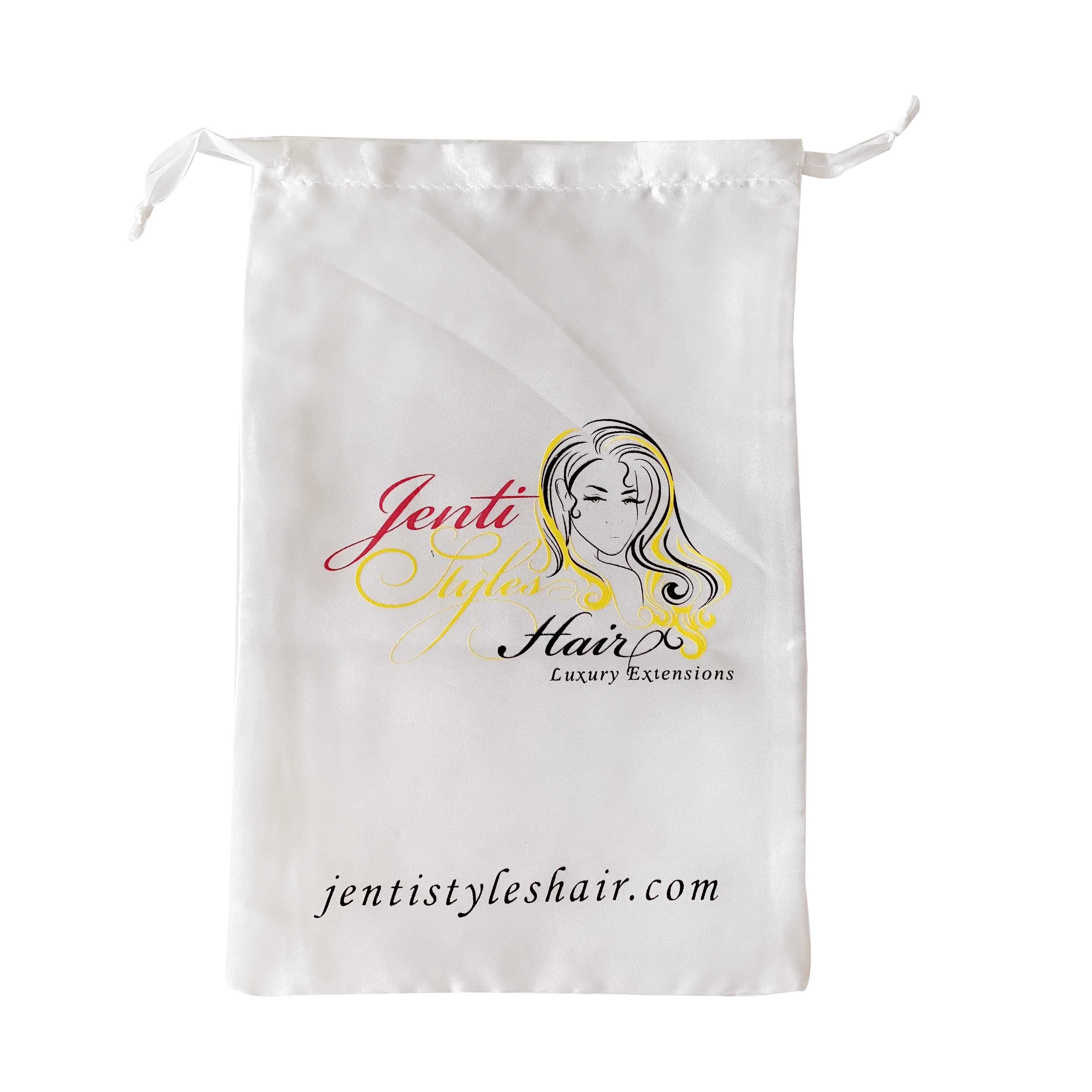 Accept Customized Design Printing 20x30cm Drawstring Satin Girl Headdress Bags