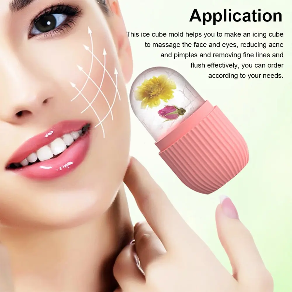 Silicone Face Ice Cube Facial Contouring Ice Mold Roller Silicone Frozen Face Roller Massager Ice Face Roller for Beauty