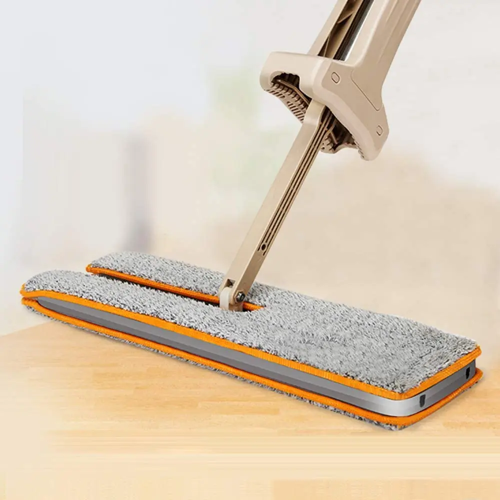 Squeeze Flat Mop Hand-Free Wringing Floor Cleaning Mop Wet or Dry Usage Magic Automatic Spin Self Cleaning Lazy Mop