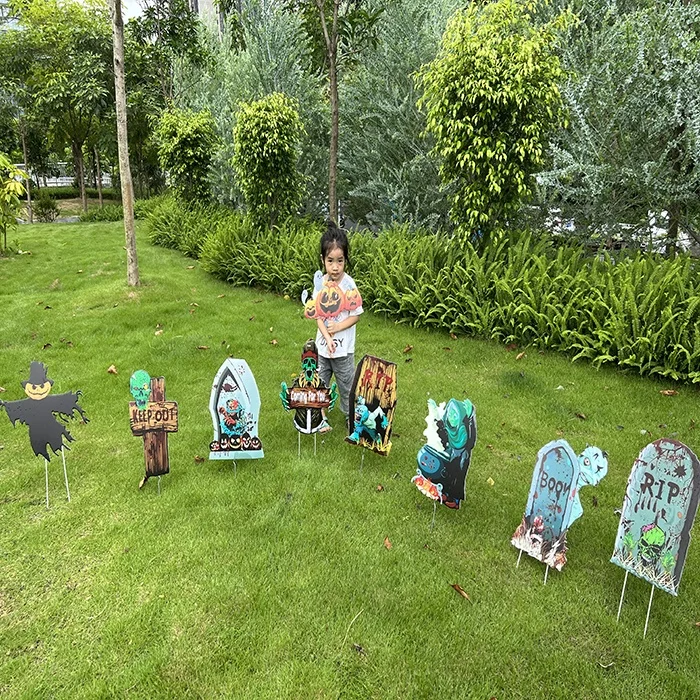 Outdoor Halloween waterproof yard lawn sign with Fiberglass stakes