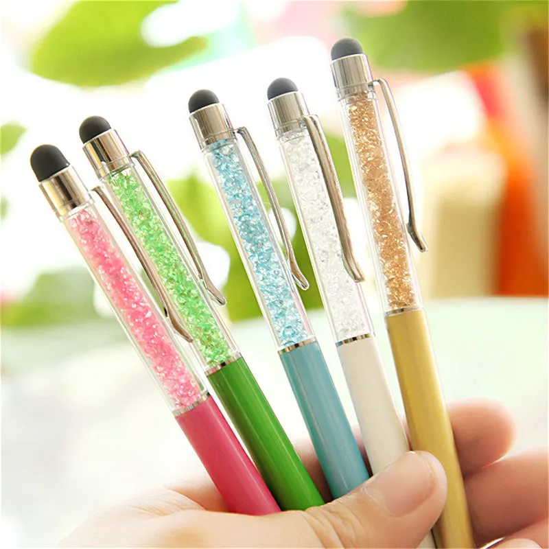 
14 Colors Ballpoint Stationery Glowing Empty Barrel Gemstone Crystal Ball Pen 