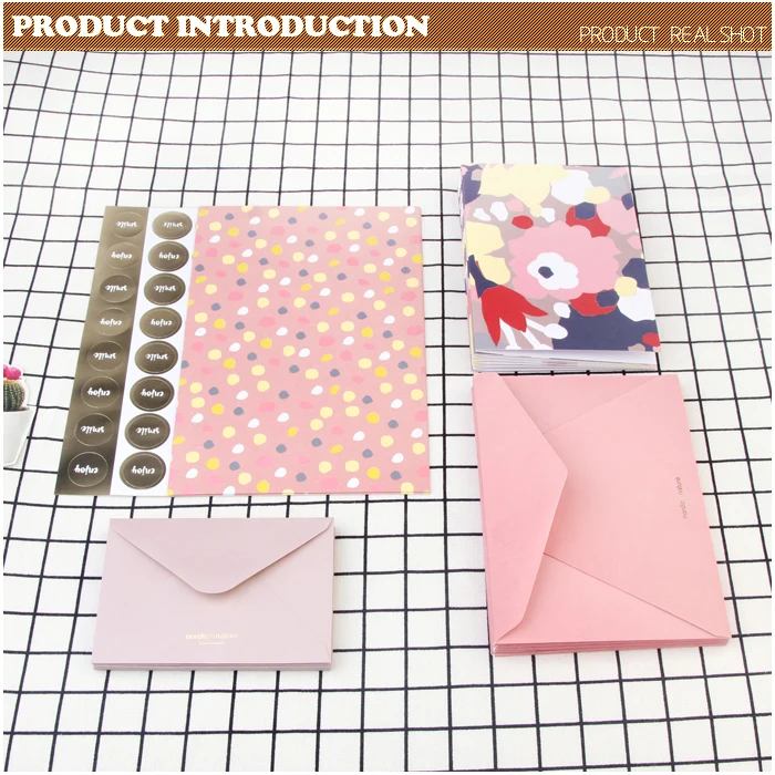 pink custom letter writing paper pad envelopes and letter thank you note cards with envelope and stickers stationery paper set