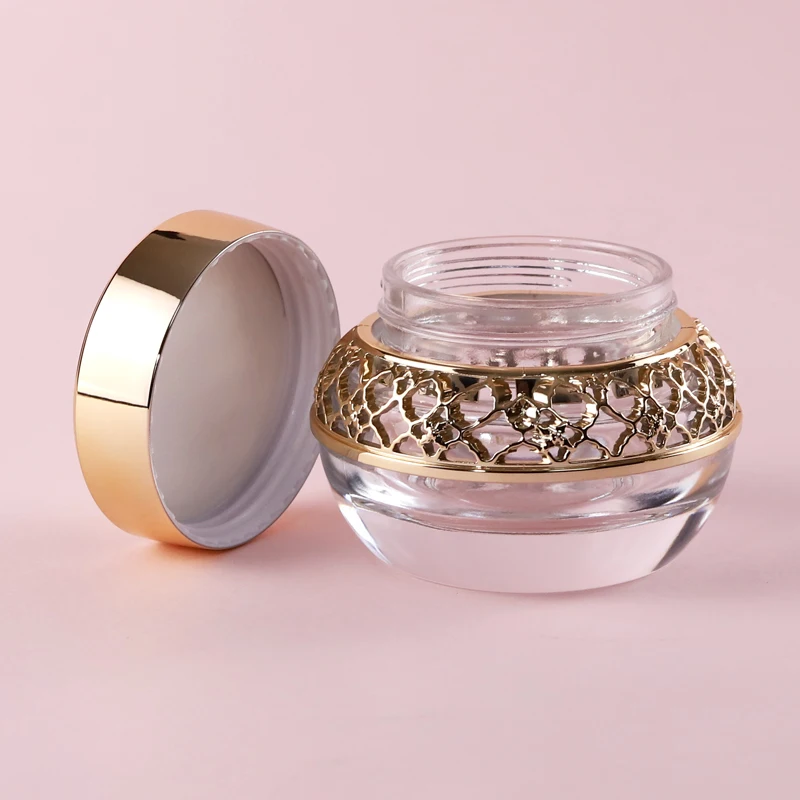 Idealpak Makeup Container Packaging Set Cosmetic Bottles Luxury Glass Cosmetic Bottle with Gold Screw Cap