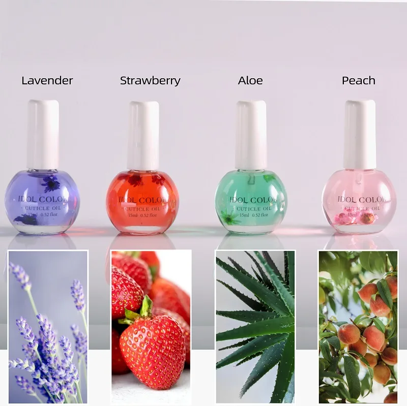 15 ml Dried Flower Soft Nutritional Oil Manicure Nail Cuticle Revitalizer Oil Bottle With Brush For Nails Care