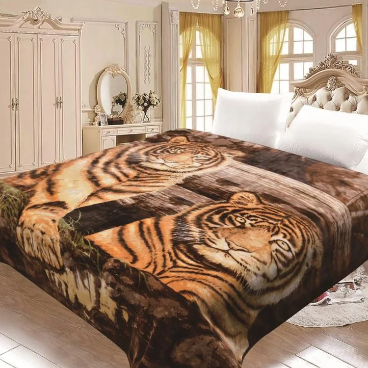 Animal design Style Luxury raschel King Size 8KG korean 2PLY mink blankets wholesale