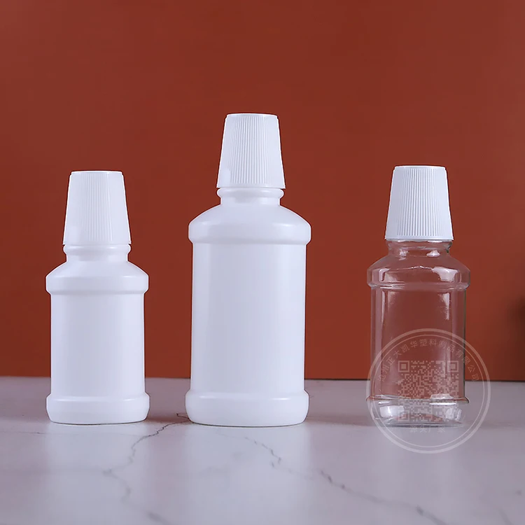 High quality with scale Empty 100ml portable oral hygiene personal care plastic pe Mouthwash Bottle