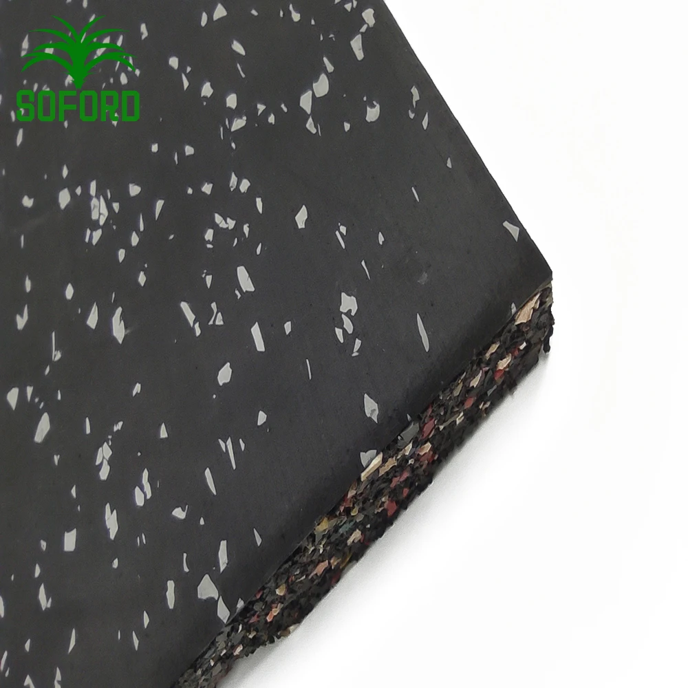 20mm Recycled Gym Rubber Floor Mat Environmental Friendly EPDM Fleck Rubber Floor Tiles for Gym Rubber Mat