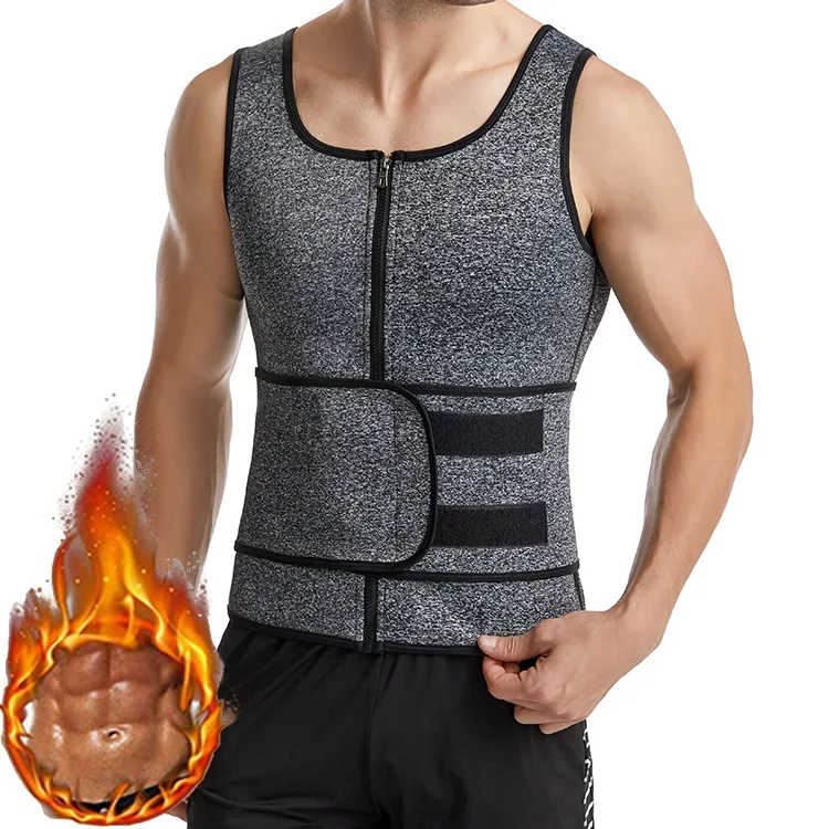 Men Body Shaper Neoprene Sauna Vest Waist Trainer Double Belt Sweat Shirt Corset Top Abdomen Slimming Shapewear Fat Burn Fitness