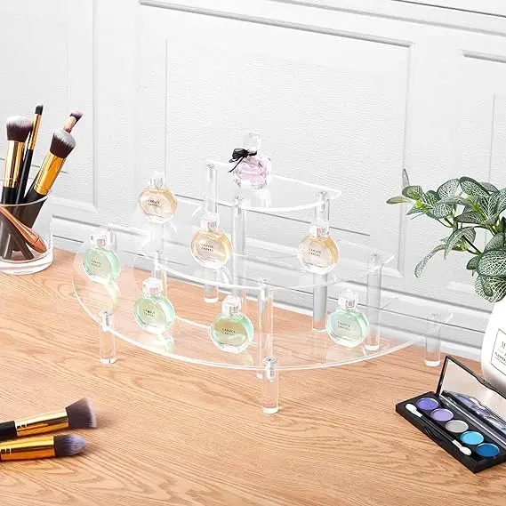 2-Pack Clear Acrylic 3-Tier Cupcake Stand Semicircle round Display Rack for Pop Figures Dessert Table Showcase Set