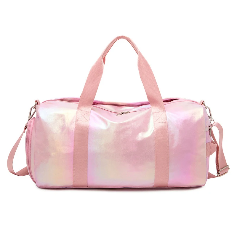 Holographic Yoga Ladies Gym Bag Workout Travel Duffel Sport Bag With Wet Compartment