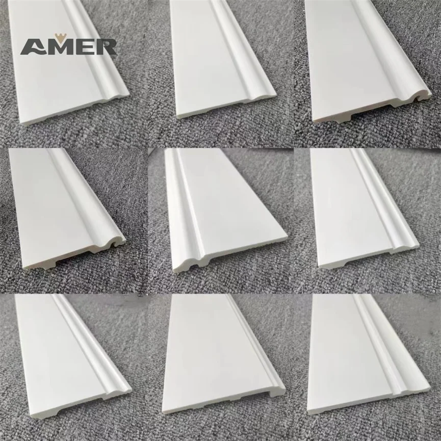 AMER Quick Install Waterproof Decorative Plastic Foam PS Cornice Skirting Base Board ps skirting