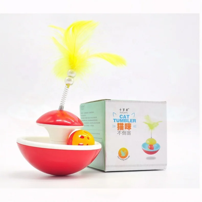 Игрушечная кружка для кошек утечки еды с колокольчиком шариком и