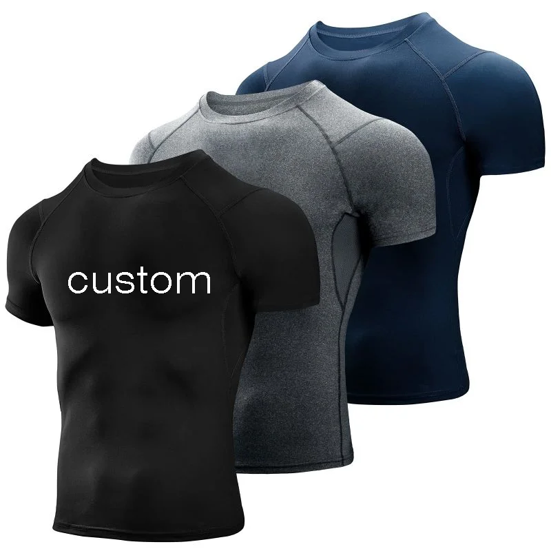 High Quality Printing Men Graphic 95 Cotton 5 Spandex Compression Tshirts Elastane Stretch Breathable Gym Short Sleeve T Shirt