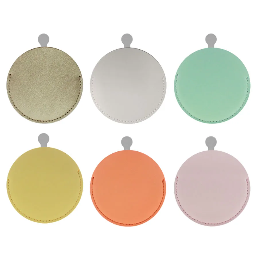 Customized Gift Mirrors Advertising Giveaways Small Round Shape Mirror with PU sleeve