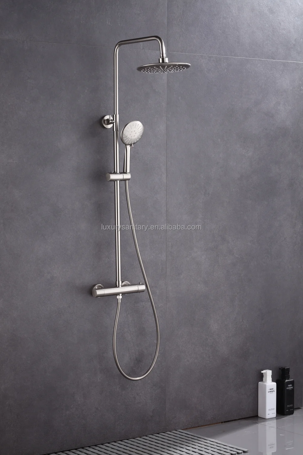 brass material nickle brush bathroom thermostatic shower set faucet shower system equipment