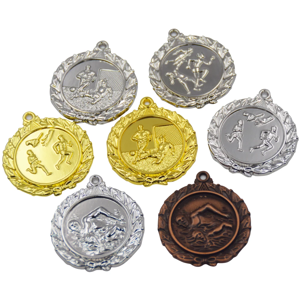 Custom  Metal  Sports Gold Run Finisher Medals football With Ribbon
