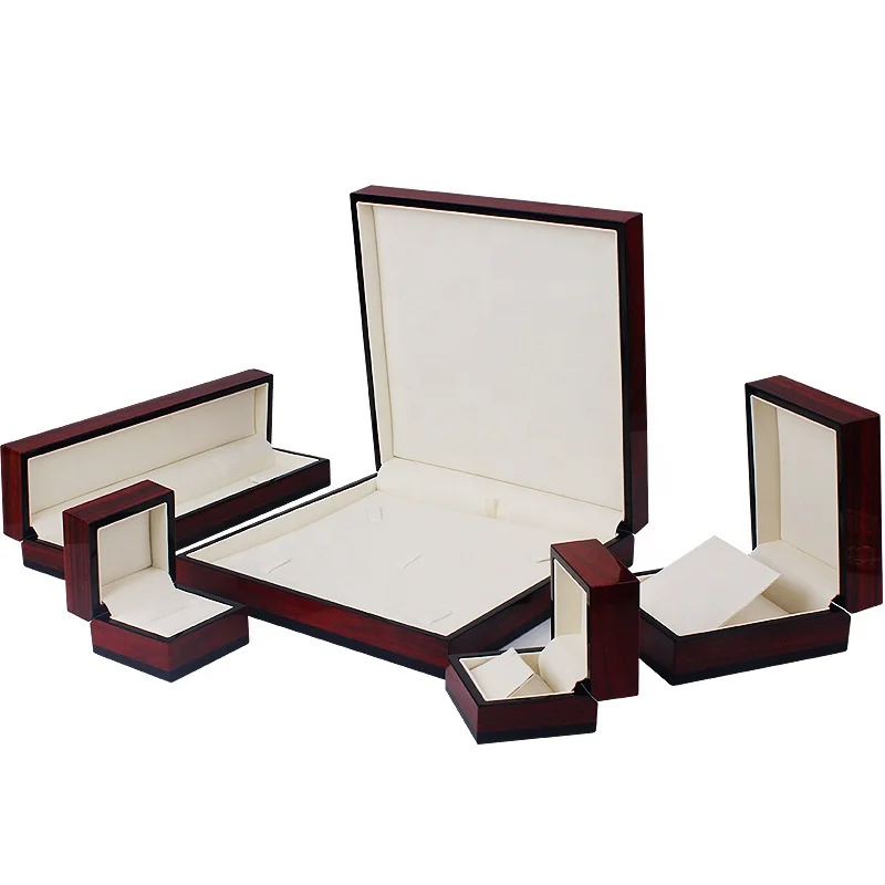 Luxury Wood Lacquer Finish Necklace Bracelet Earring Pendant Ring Jewellery Gift Storage Display Jewelry Packaging Box