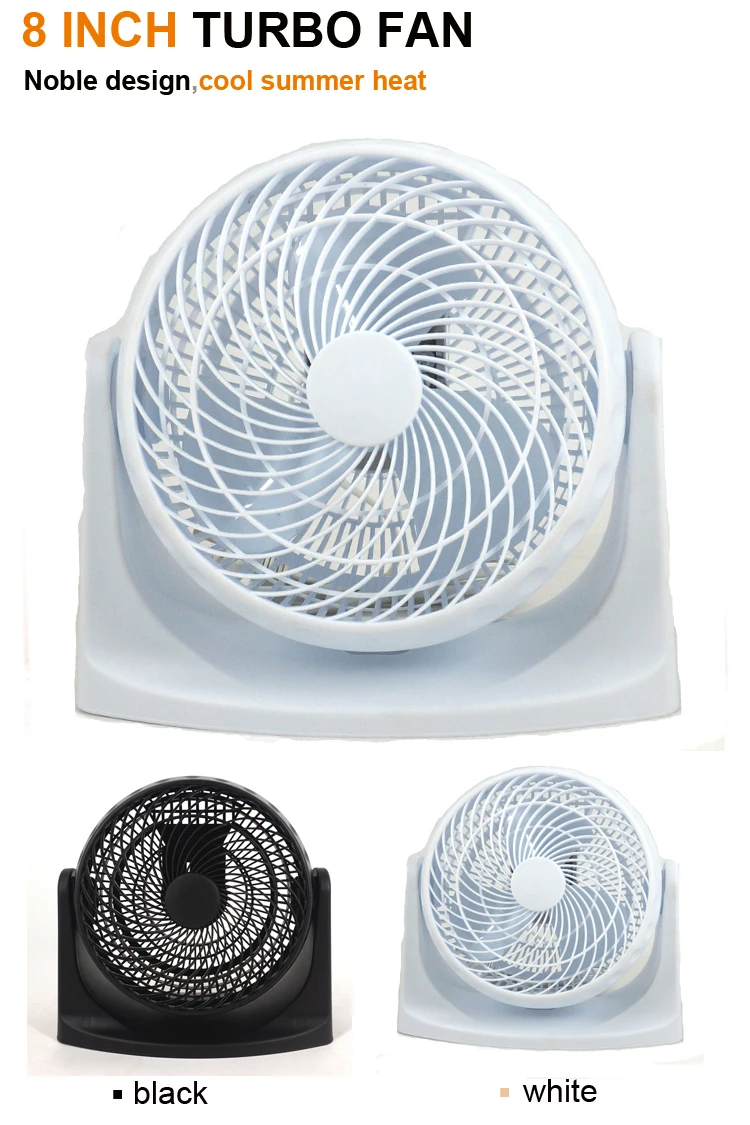 8 Inch new fashion design white black plastic adjustable small cheap desk box air cooling floor table stand fan