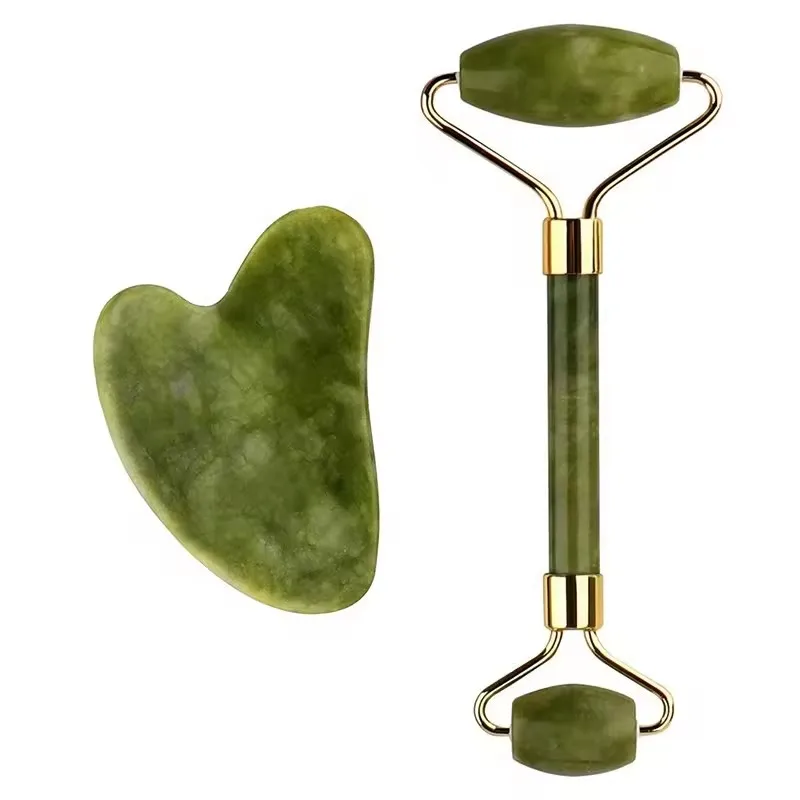 Jade Roller and Guasha Massage Tool Gift Set Custom Logo Wholesale High Quality Jade Face Roller and Gua Sha