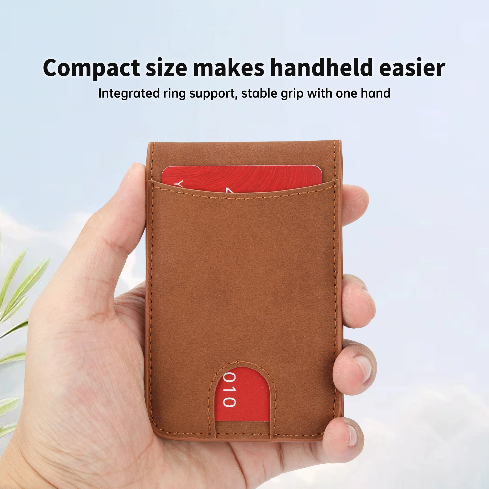 Custom Leather Card Case Magnetic Phone Wallet RFID Blocking Slim Credit Card Holder Minimalist Magnetic Phone Holder
