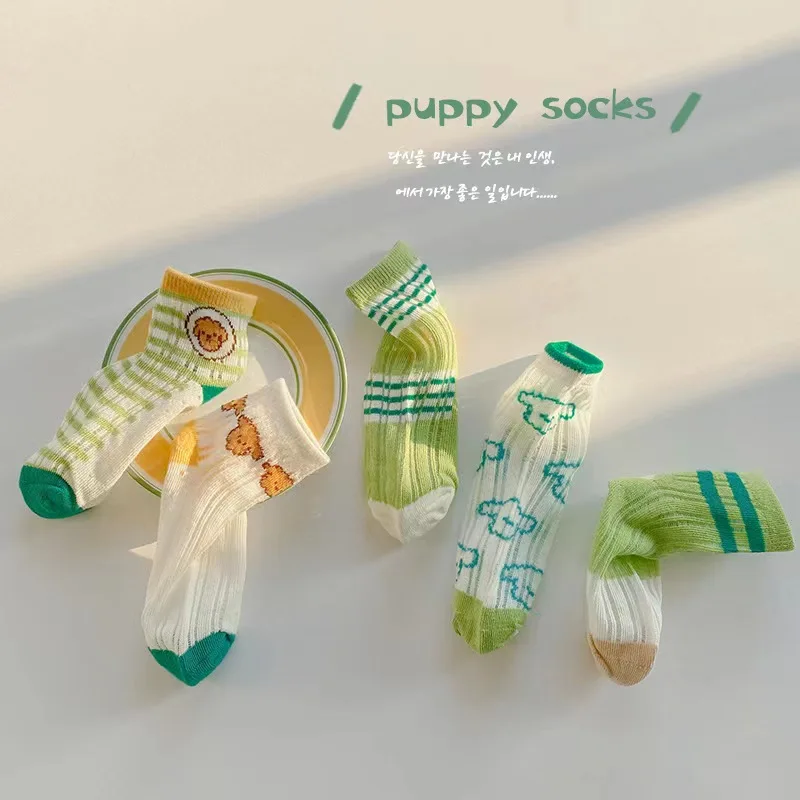 summer unique cute socks cartoon kids socks puppy cotton thin children wholesale kids socks 5 pairs/set