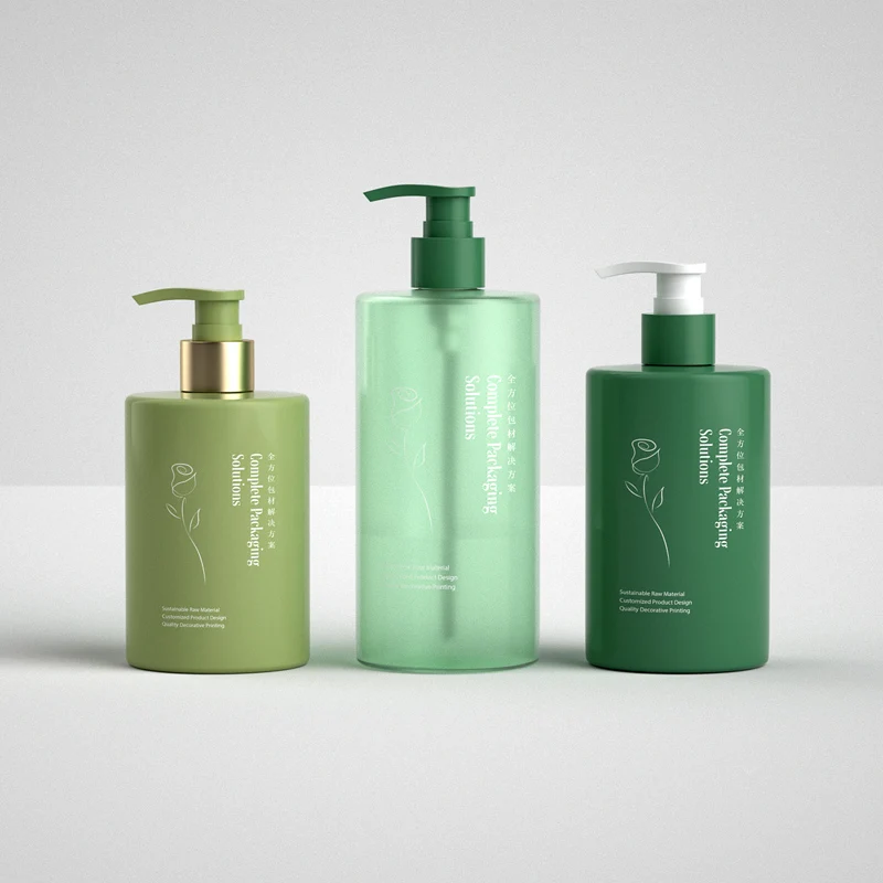 Custom 350ml 400ml 500ml Cylindrical Plastic Lotion Pump Bottle Empty 24/410 PET Plastic Bottle For Cosmetic Packaging