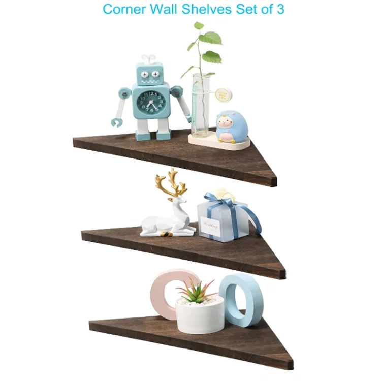 Wall Mount Wooden Floating Shelf Round Wooden Corner Shelf Small Corner Bookshelf Wooden Floating Corner Shelves for Wall