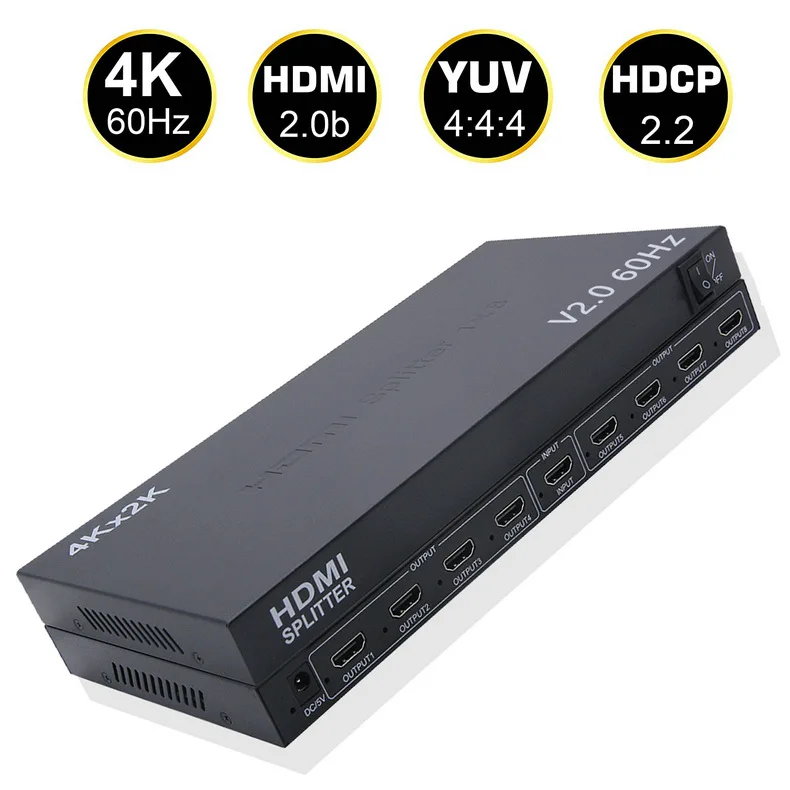 2.0  Ultra HD 1*8 HDMI Video splitter 1 in 8 out picture splitter  Smart EDID HDCP 4K 60hz Hdmi Splitter