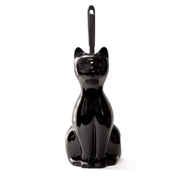 custom Cat shaped ceramic toilet brush holder for bathroom