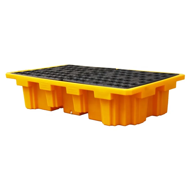 Low profile durable hardwearing robust removable Grid polyethylene double IBC Spill Pallet for 2 x 1000ltr IBCs