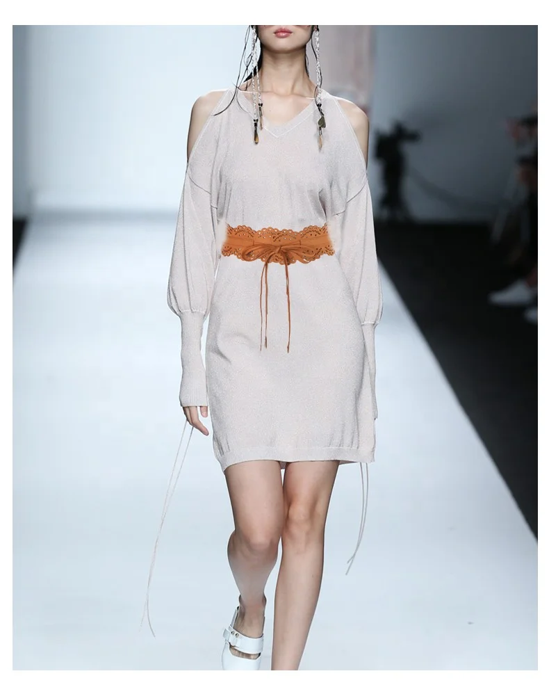 Fashion hollow lace tassel tied with a wide waistband Korean velvet ladies belt