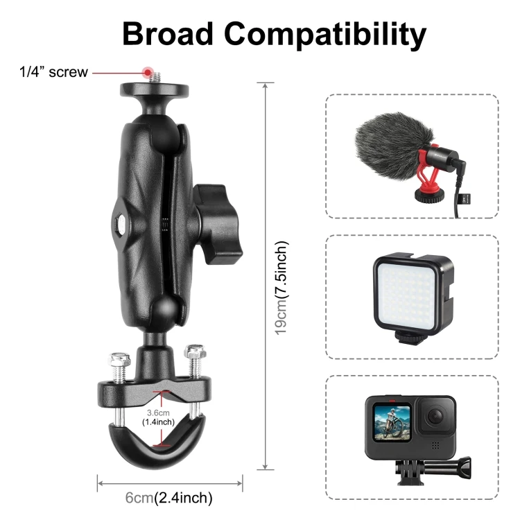 Factory Wholesale PULUZ Motorcycle Handlebar Fixed Mount U-Bolt Base Holder for GoPro and Other Action Cameras