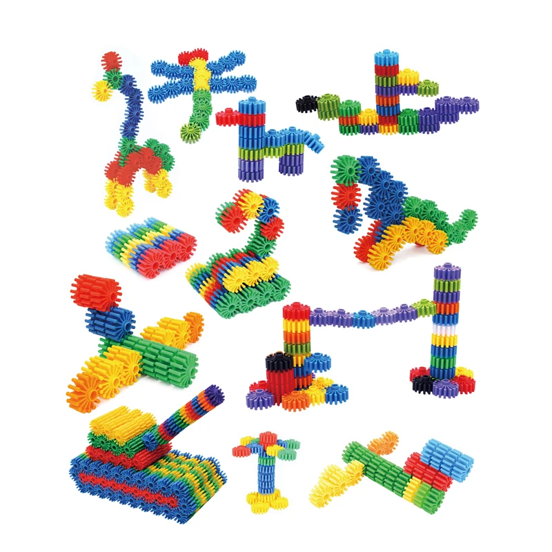 Cheap Price 52pcs funny durable flowers wheel kids creative diy building blocks assemble educational toy