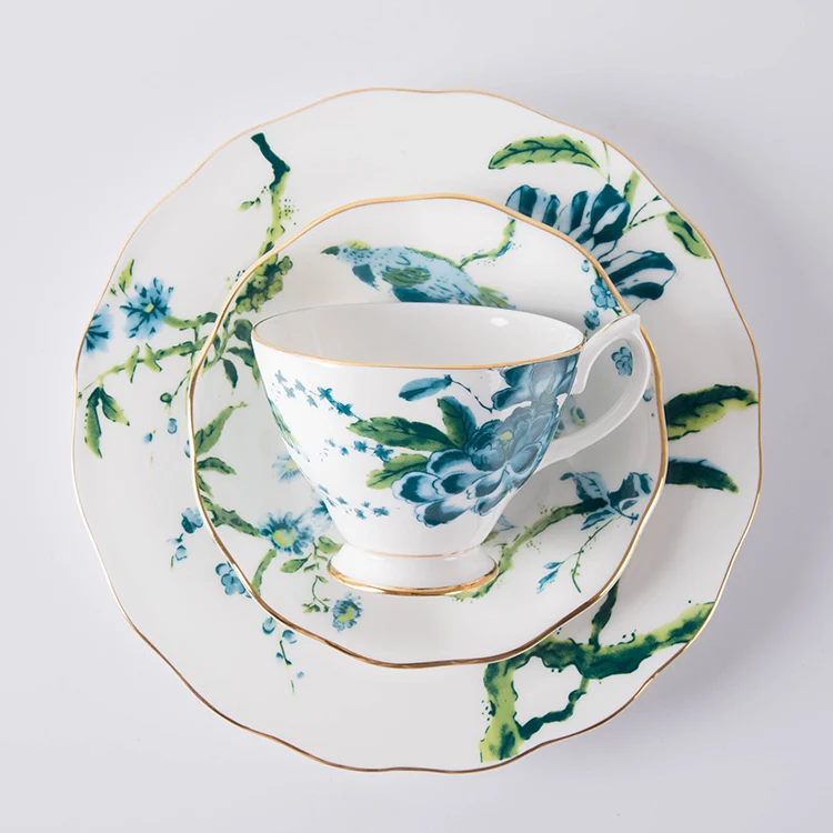 Bone china British afternoon tea European ceramic tea set coffee cup plate dessert plate three piece set