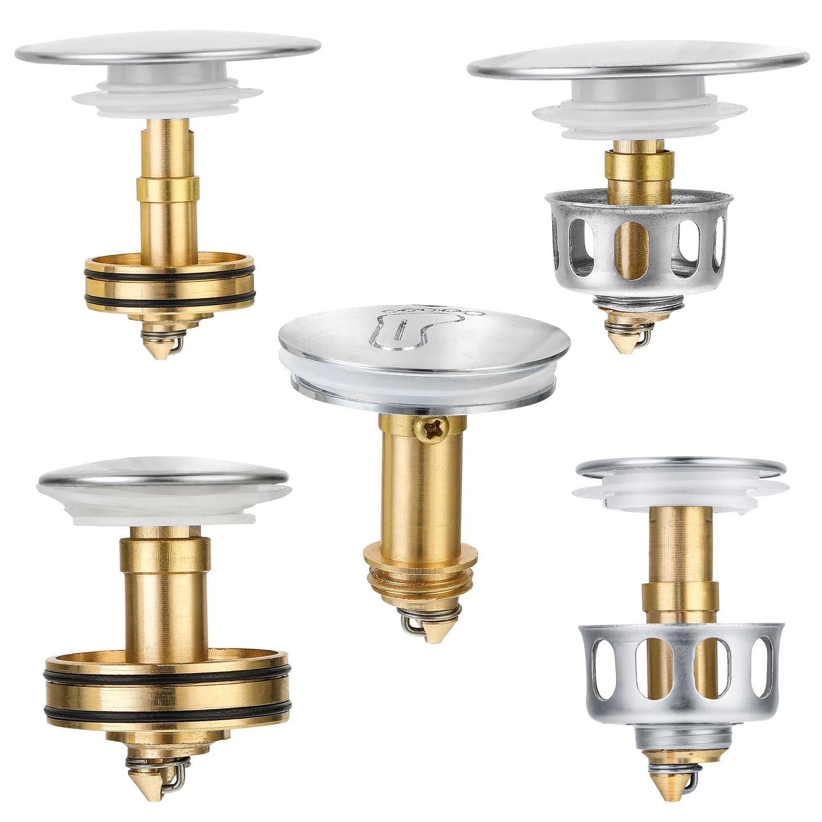 Variety Stainless Steel Push-type Bounce Core Pop Up Bathroom Sink Drain Plug Universal Wash Basin Drain Filter 1pc
