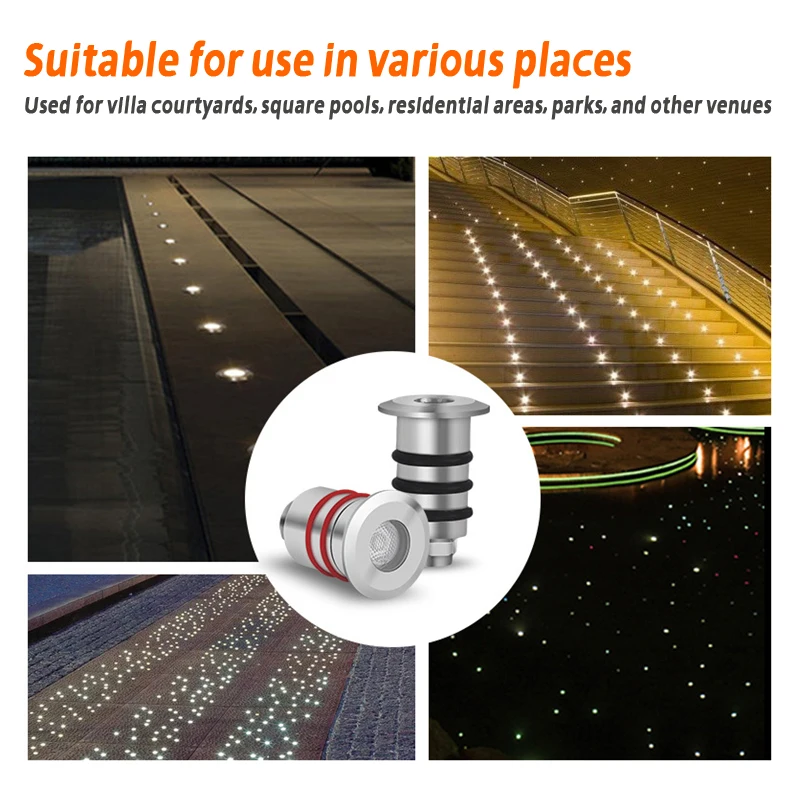 HOTOOK Stainless Steel 1W Waterproof IP68 Outdoor Inground Light 12V Led Mini Garden Spot Deck Lighting Underwater Star Light