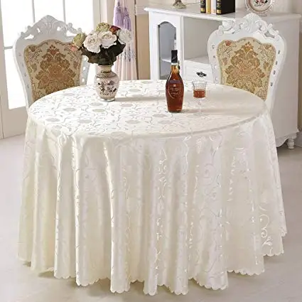 100% Polyester And Jacquard Design Table Linens Round Table Cloth